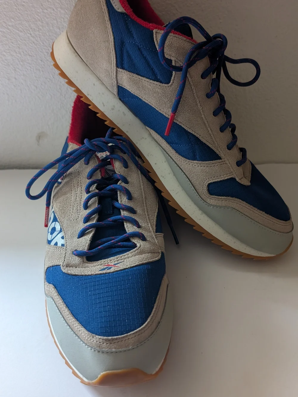 Reebok Men's Blue, Gray and Red Retro Trainer Sneakers